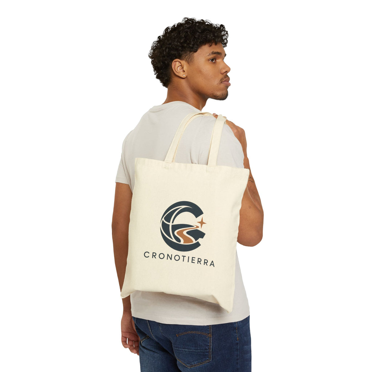 Cronotierra Black & White Logo Tote Bag — Heavy Cotton Canvas Shopper