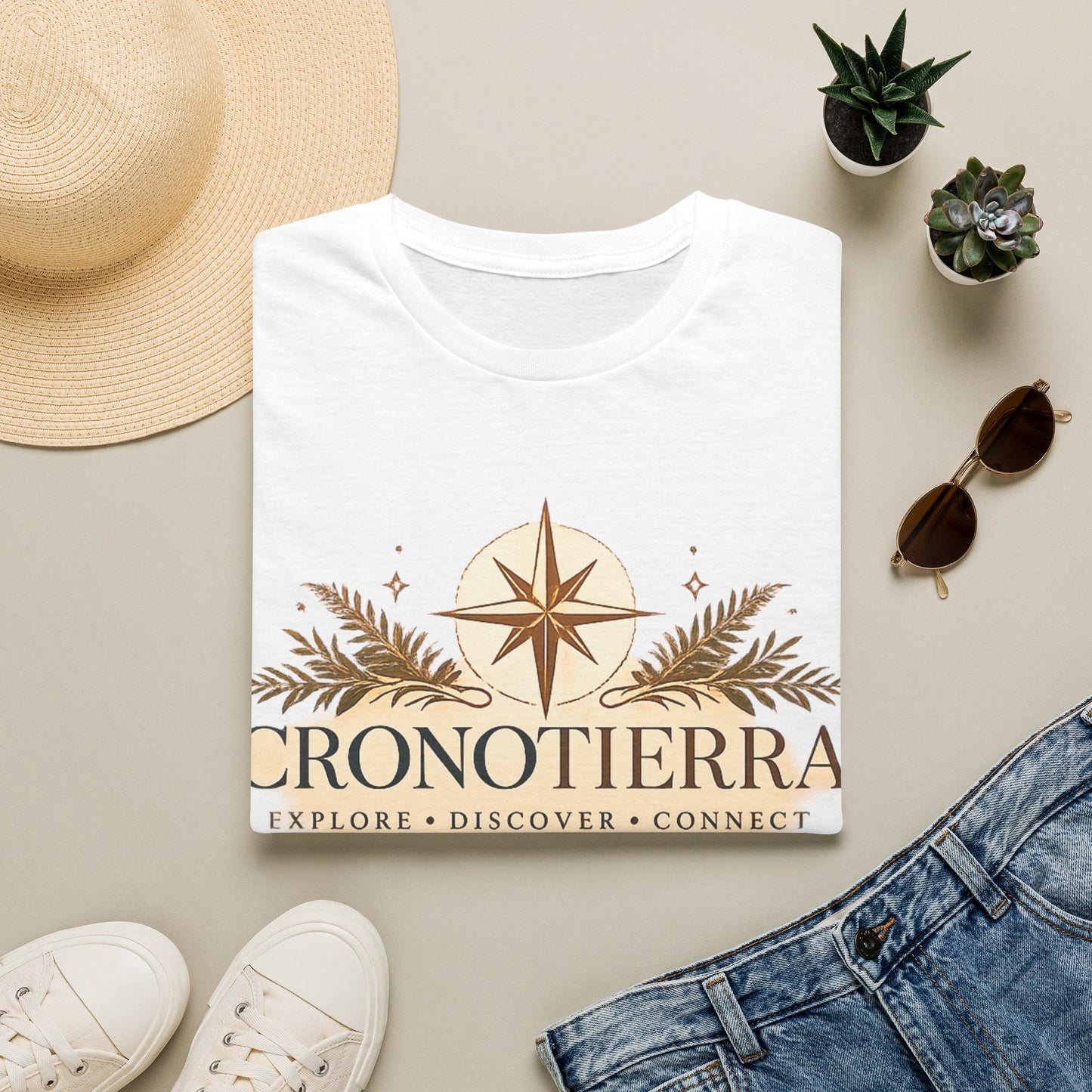 Cronotierra Compass T-Shirt — Explore • Discover • Connect