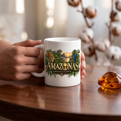 Amazonas Ceramic Mug — Tropical Jungle Macaw Coffee Cup | Cronotierra 11oz