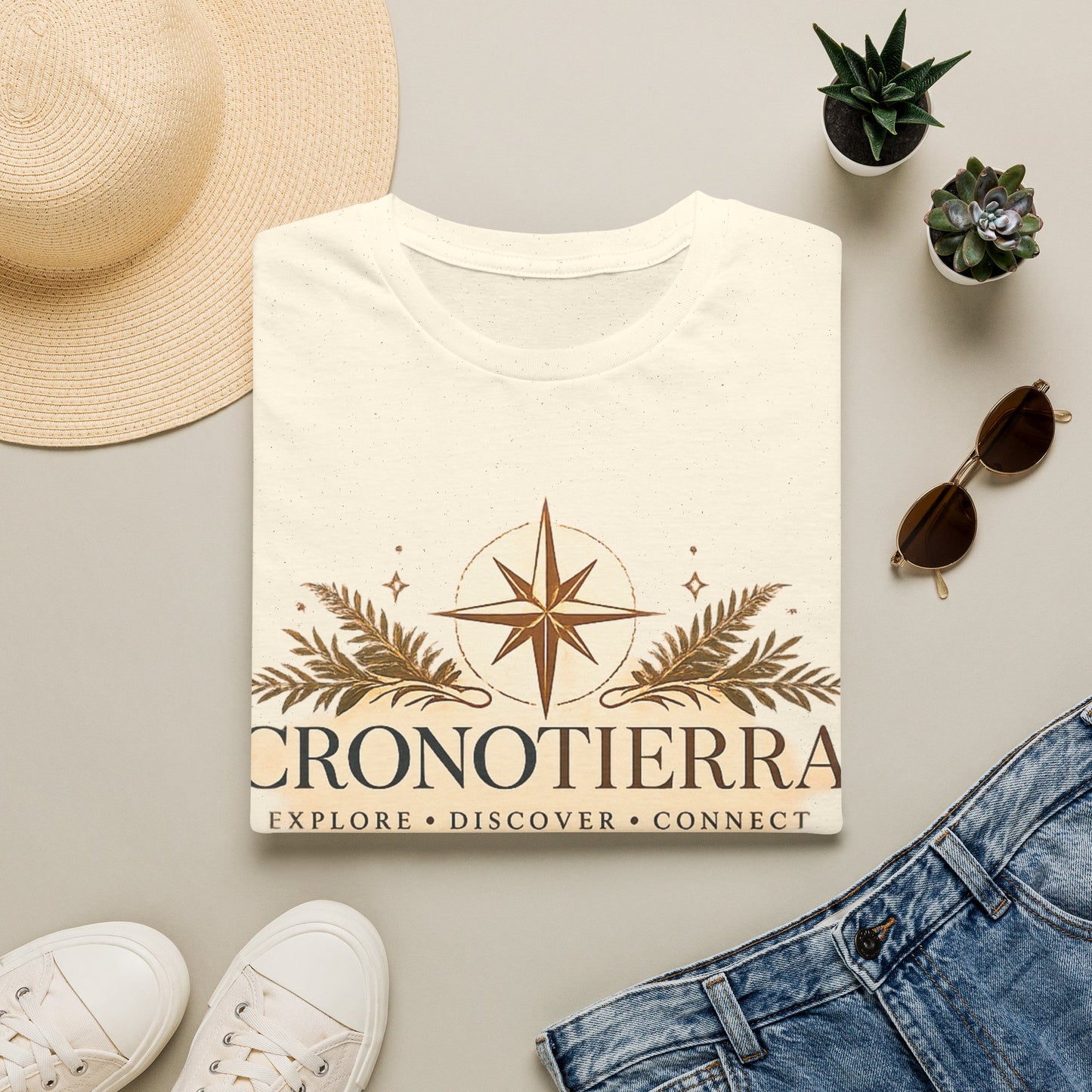 Cronotierra Compass T-Shirt — Explore • Discover • Connect
