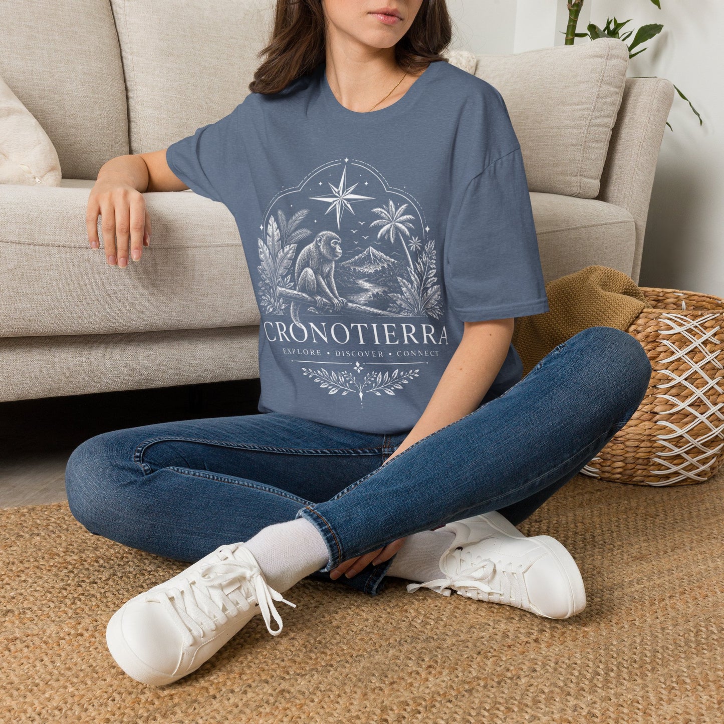 Adventure Monkey T-Shirt — 'Cronotierra' Vintage Jungle Compass Tee