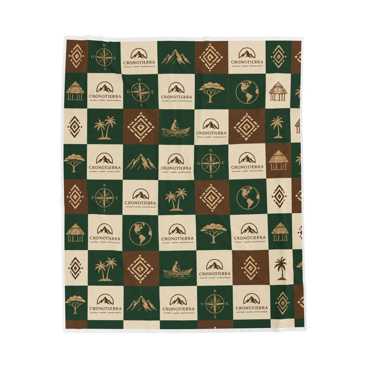 Cronotierra Adventure Patchwork Velveteen Blanket | Explorer Throw