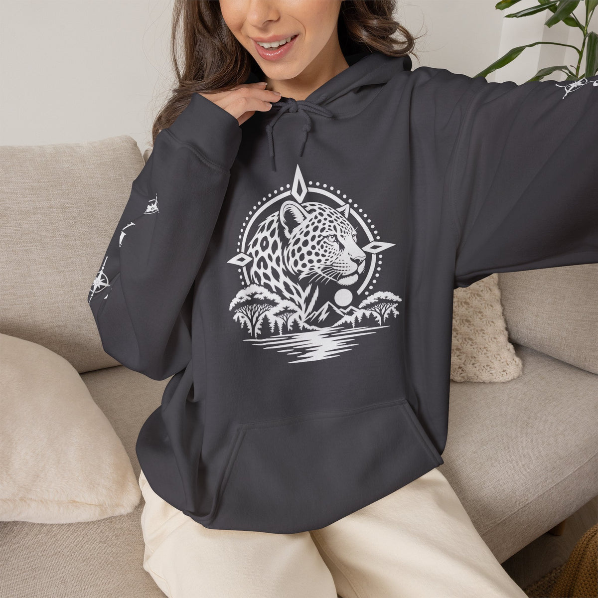 Jaguar Compass Hoodie – Cronotierra Adventure Graphic Sweatshirt