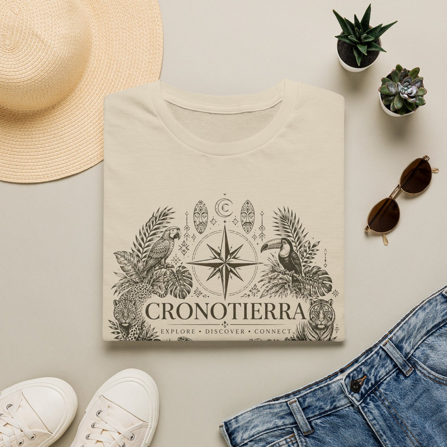 Cronotierra Compass Tee — Explore, Discover & Connect Graphic T-Shirt