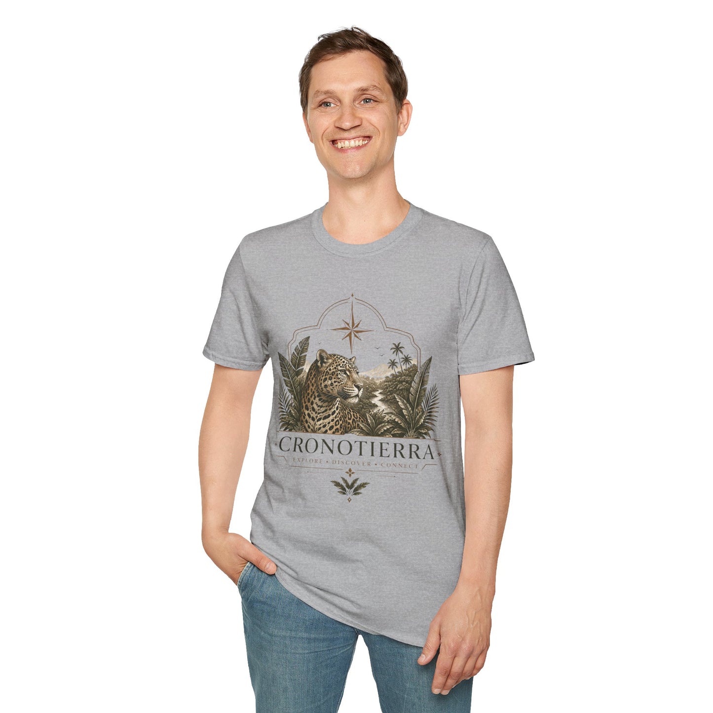 Leopard Compass T‑Shirt — Cronotierra Vintage Jungle Graphic Tee