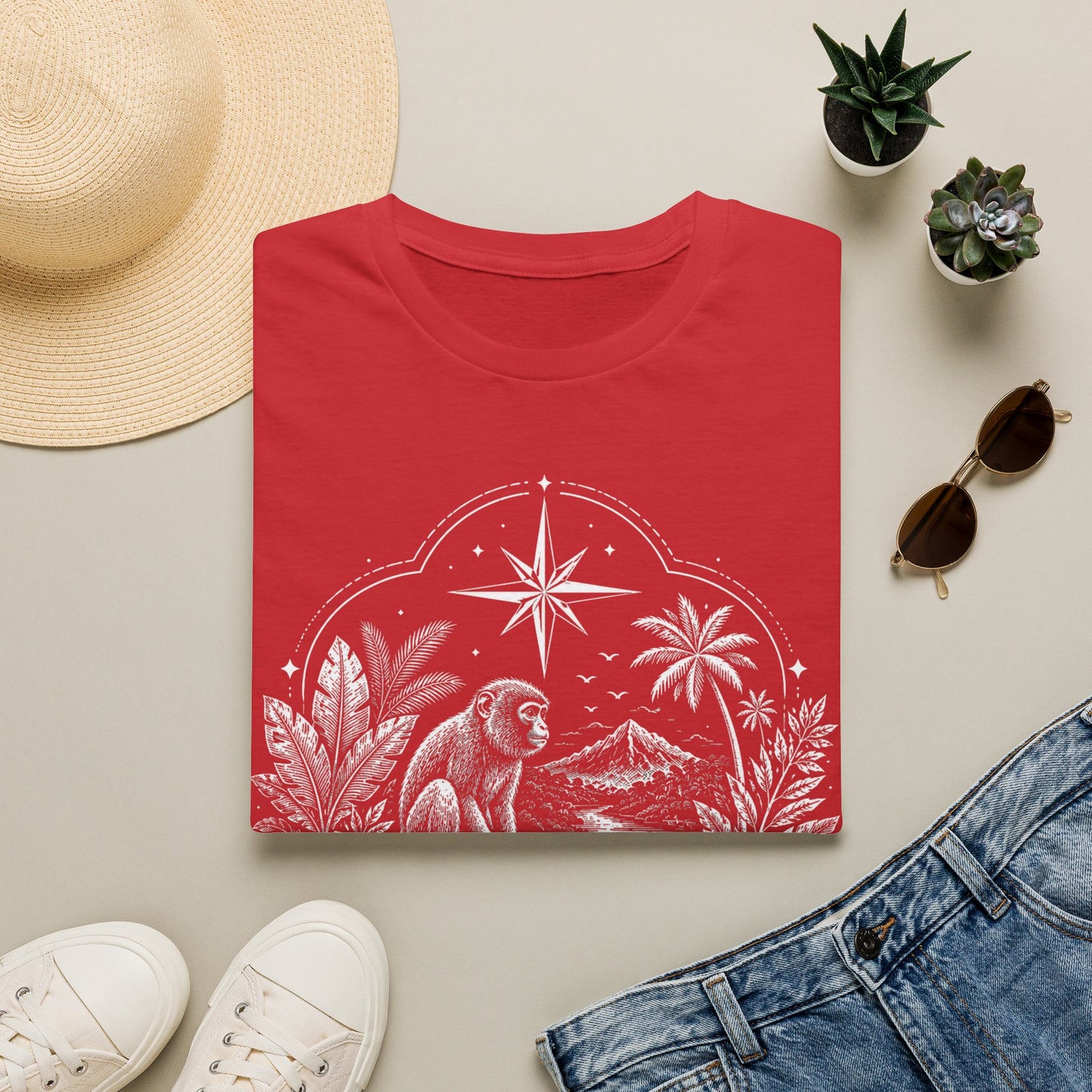 Adventure Monkey T-Shirt — 'Cronotierra' Vintage Jungle Compass Tee