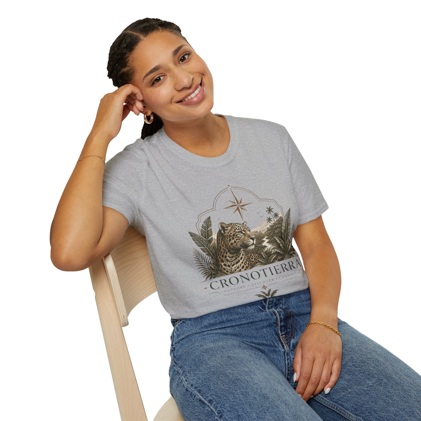 Leopard Compass T‑Shirt — Cronotierra Vintage Jungle Graphic Tee