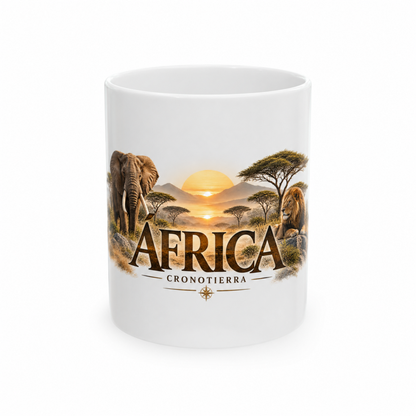 Africa Safari Mug — Elephant & Lion Adventure Coffee Cup | Cronotierra