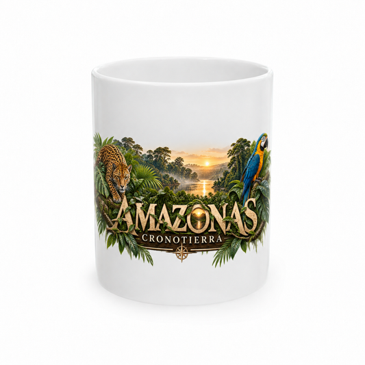 Amazonas Ceramic Mug — Tropical Jungle Macaw Coffee Cup | Cronotierra 11oz