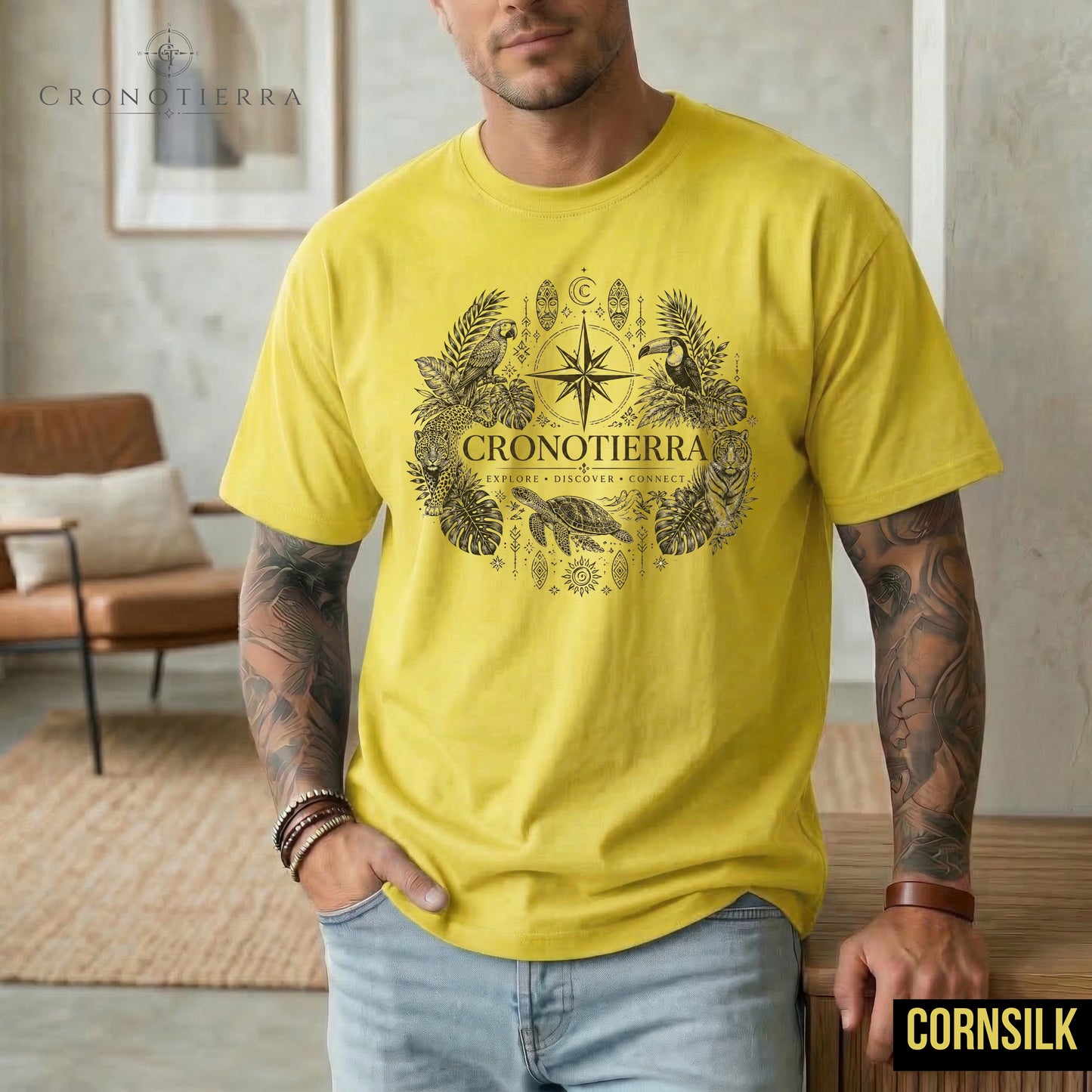 Cronotierra Compass Tee — Explore, Discover & Connect Graphic T-Shirt