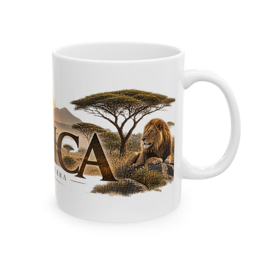 Africa Safari Mug — Elephant & Lion Adventure Coffee Cup | Cronotierra