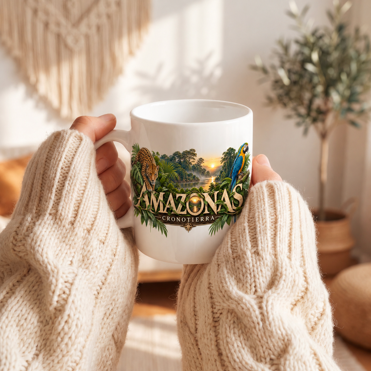 Amazonas Ceramic Mug — Tropical Jungle Macaw Coffee Cup | Cronotierra 11oz