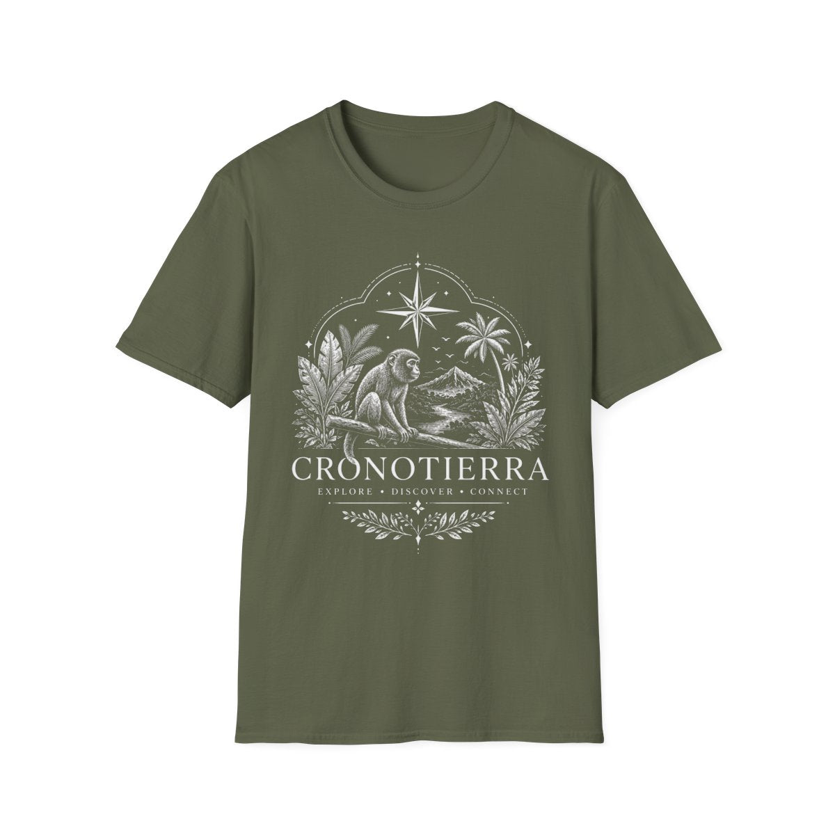 Adventure Monkey T-Shirt — 'Cronotierra' Vintage Jungle Compass Tee