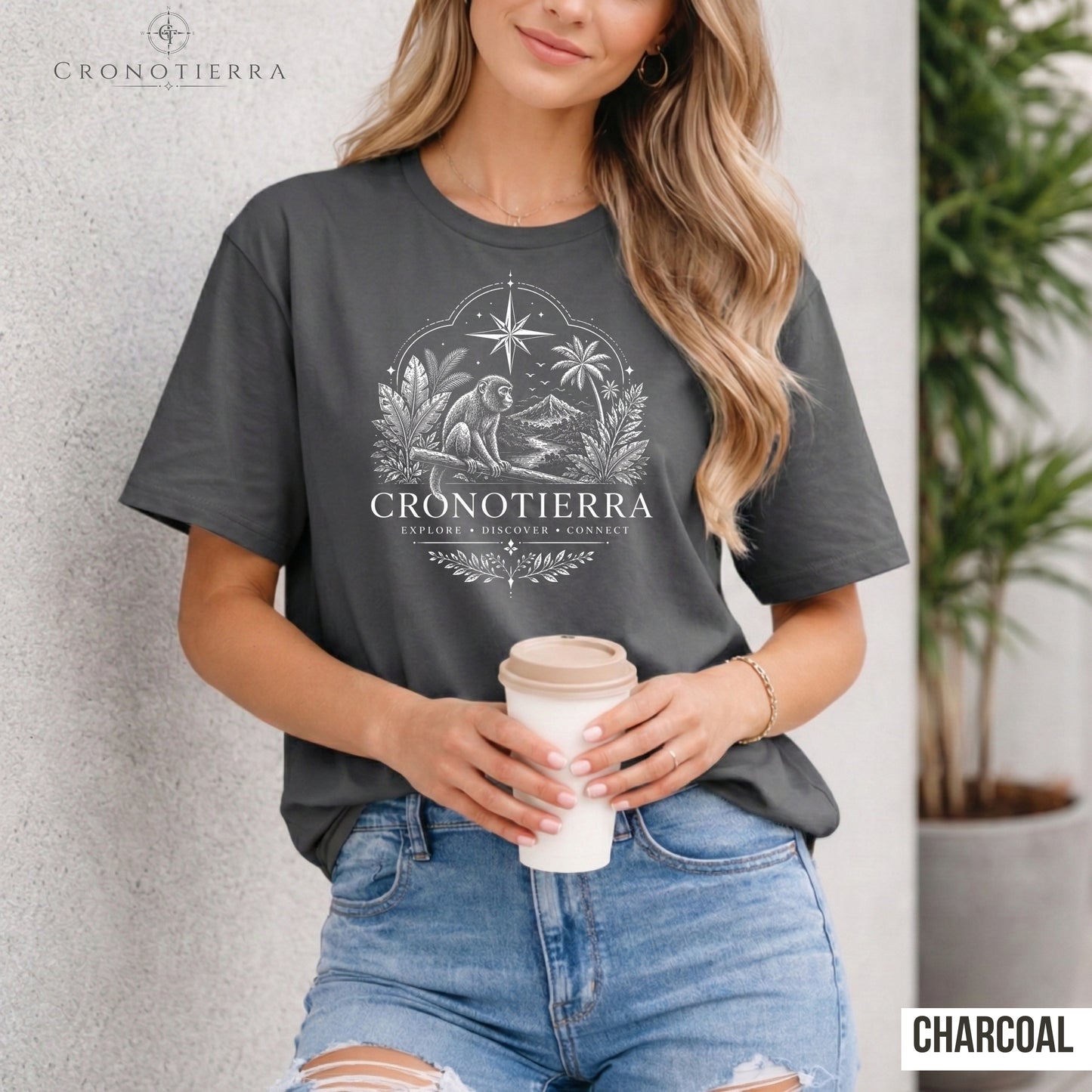 Adventure Monkey T-Shirt — 'Cronotierra' Vintage Jungle Compass Tee