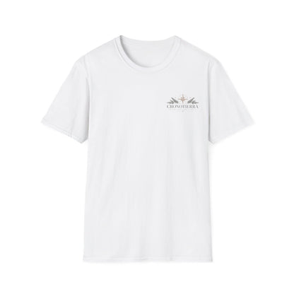 Camiseta com Logotipo Cronotierra — Camiseta Estampada Botânica Minimalista de Nascer do Sol