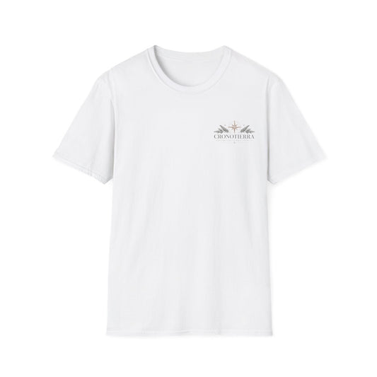 Cronotierra Logo T‑Shirt — Minimal Sunrise Botanical Graphic Tee