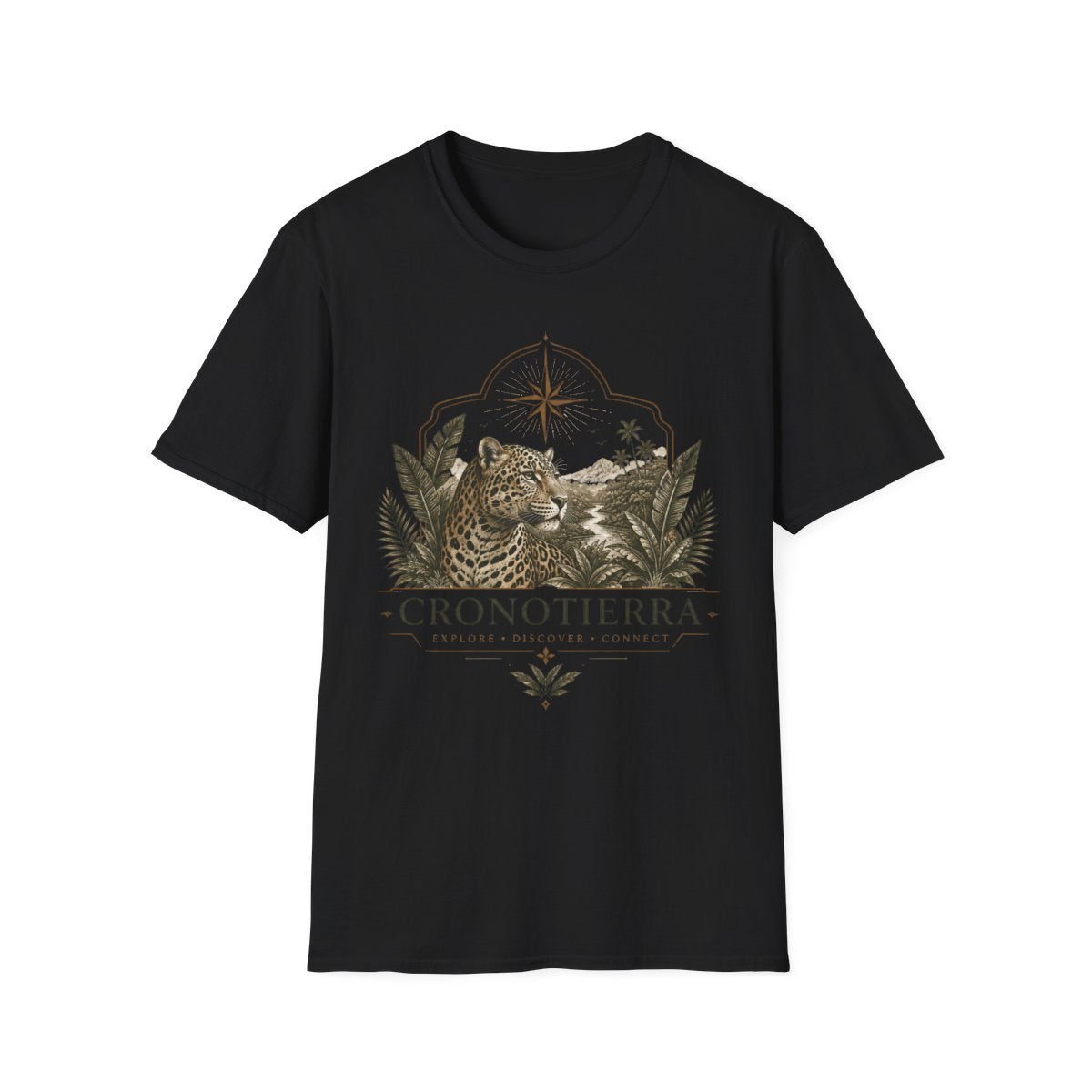 Leopard Compass T‑Shirt — Cronotierra Vintage Jungle Graphic Tee