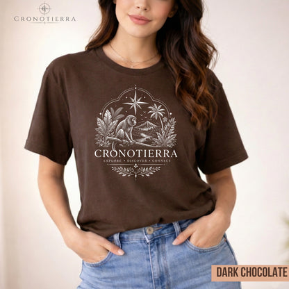 Camiseta Macaco Aventureiro — Camiseta 'Cronotierra' Bússola Vintage da Selva