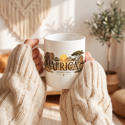 Africa Safari Mug — Elephant & Lion Adventure Coffee Cup | Cronotierra