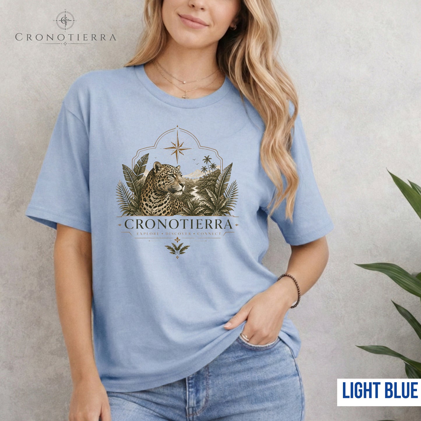 Leopard Compass T‑Shirt — Cronotierra Vintage Jungle Graphic Tee