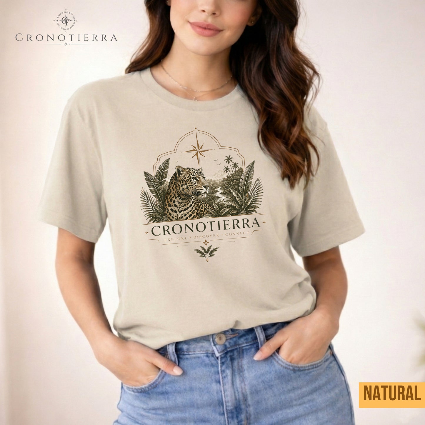 Leopard Compass T‑Shirt — Cronotierra Vintage Jungle Graphic Tee