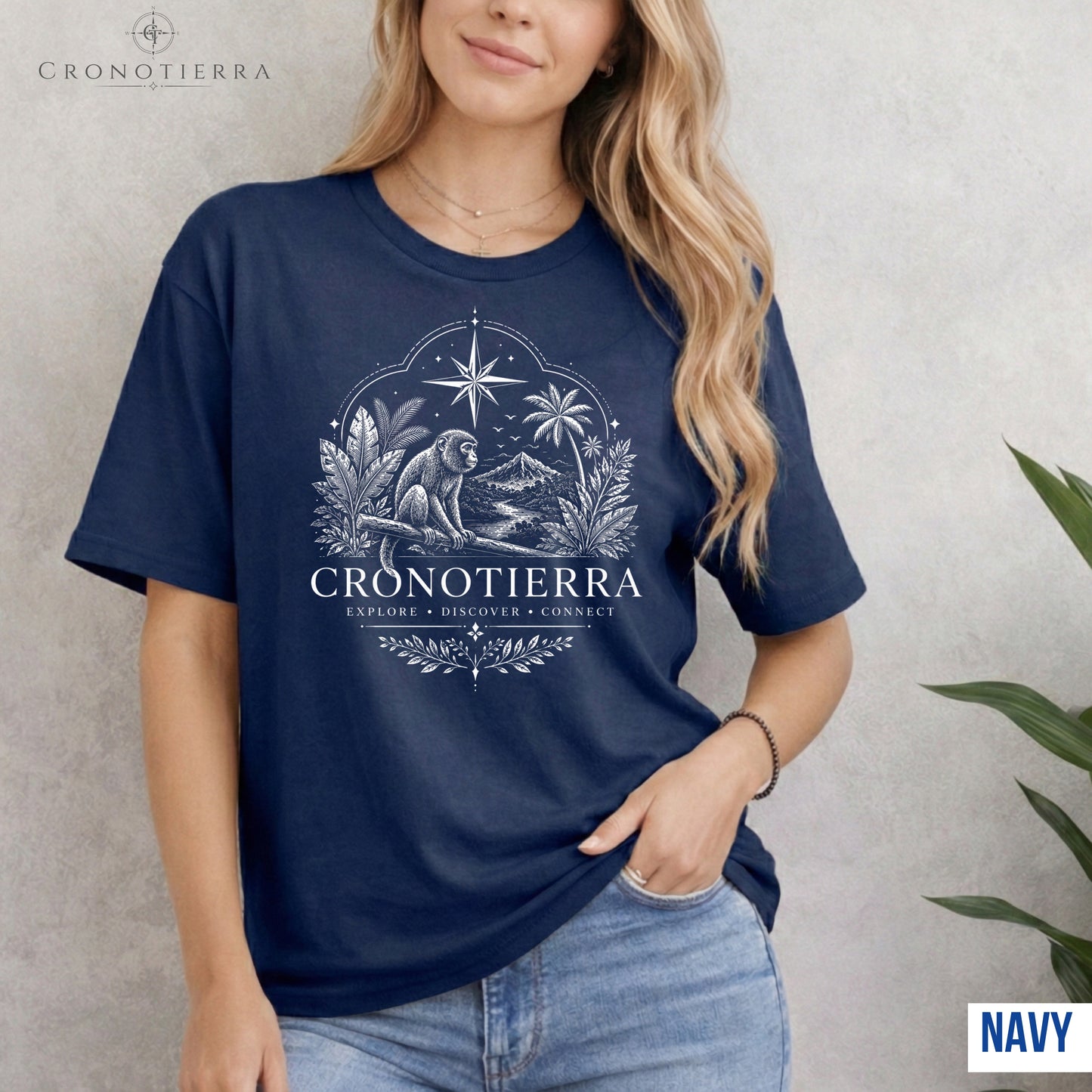 Adventure Monkey T-Shirt — 'Cronotierra' Vintage Jungle Compass Tee