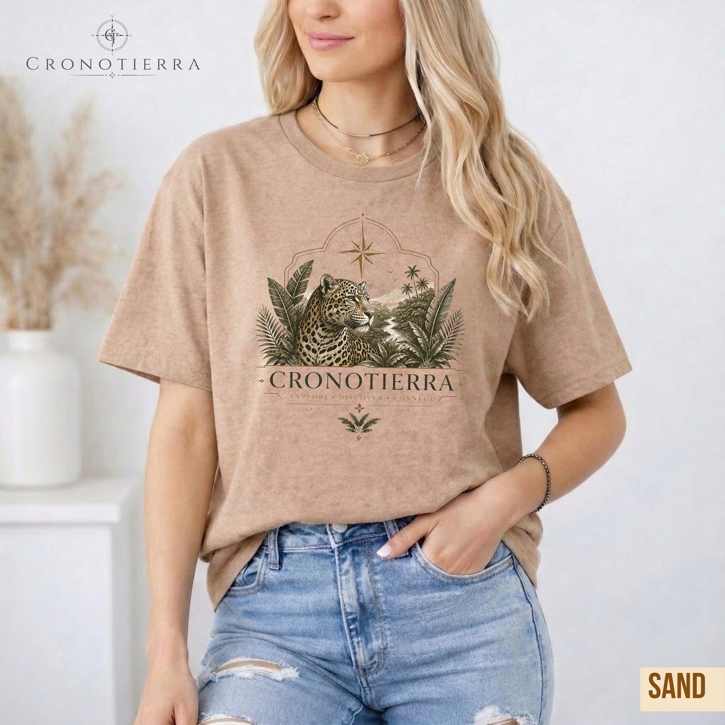 Leopard Compass T‑Shirt — Cronotierra Vintage Jungle Graphic Tee