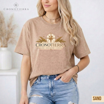 Cronotierra Compass T-Shirt — Explore • Discover • Connect