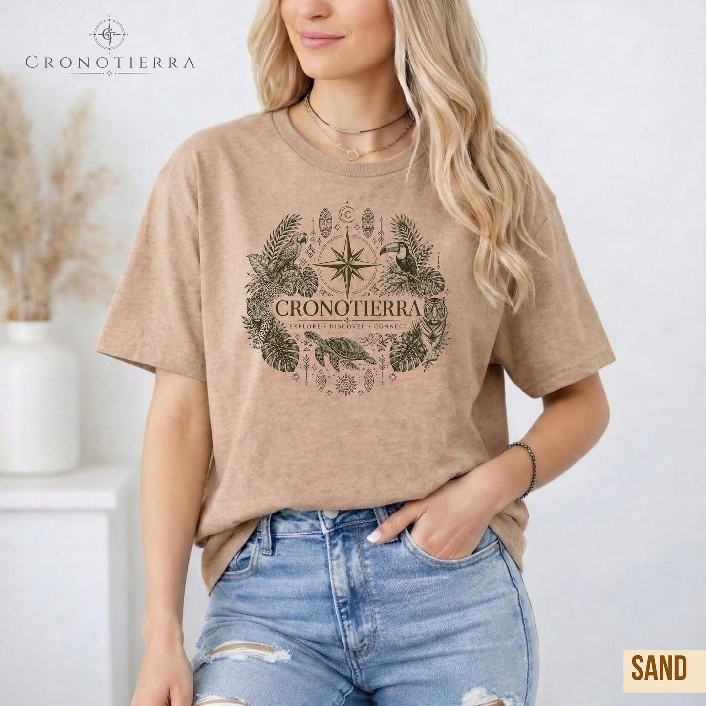 Cronotierra Compass Tee — Explore, Discover & Connect Graphic T-Shirt